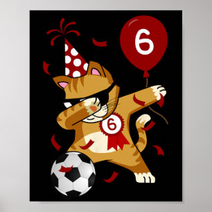 Póster Gato genial haciendo Dabbing cumpleaños 5 Fútbol f