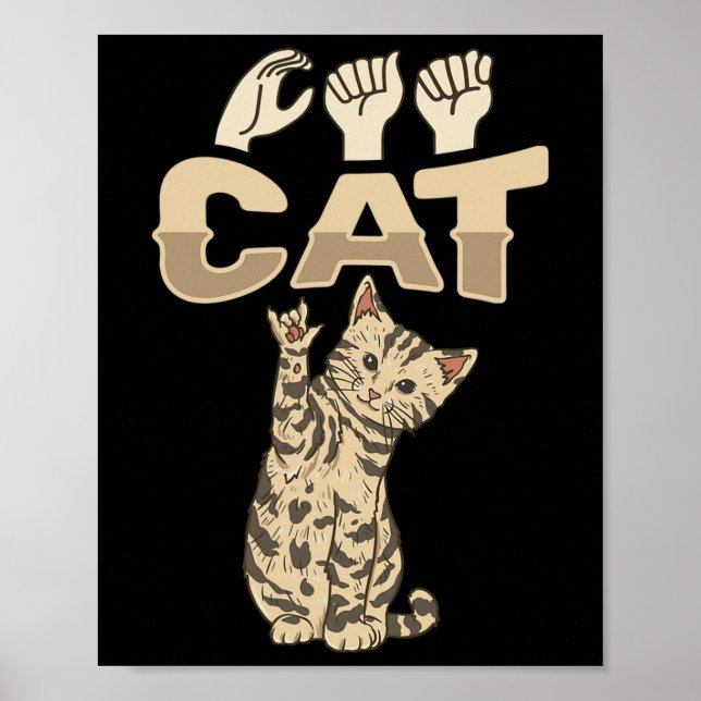 Póster Gato gesto de mano Asl Conciencia de pérdida audit (Frente)