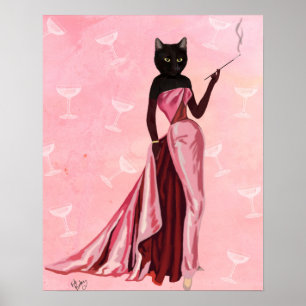 Póster Gato glamuroso en rosa