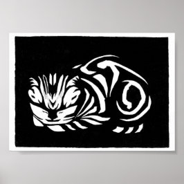 Póster Gato grabado en madera de Julie de Graag