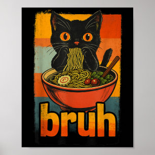 Póster Gato gracioso come fideos de Ramen japoneses hombr