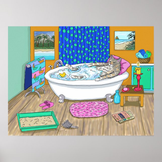Póster Gato gracioso en Poster Bath 665 (Frente)