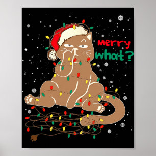 Póster Gato gracioso enredado en el árbol de Navidad se e