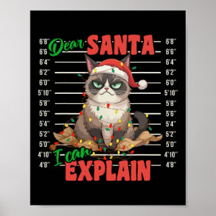 Póster Gato gracioso Mugshot Querido Papá Noel Puedo Expl
