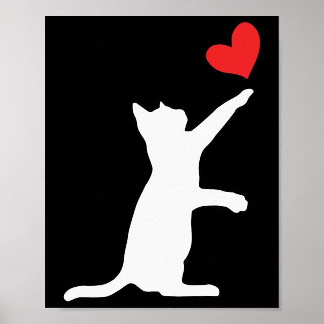 Póster Gato gracioso Valentine Corazón Corazón Corazón Ga (Frente)