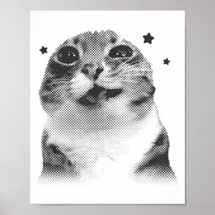 Póster Gato gracioso Y2k retro gato tonto vintage Kitten