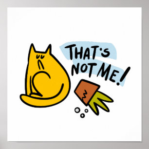 Póster Gato gracioso y una maceta de flores volteada