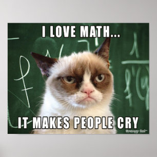 Póster Gato gruñón Poster- Me encantan las matemáticas qu
