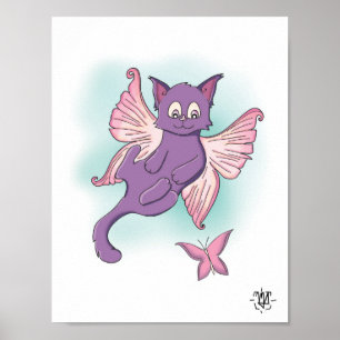 Póster Gato Hada Alado Lindo