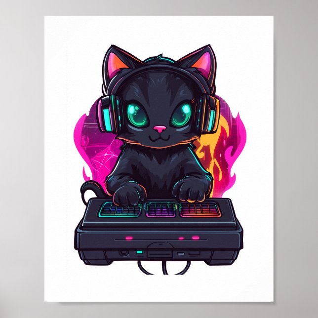 Póster Gato Halloween Spooky Gamer (Frente)