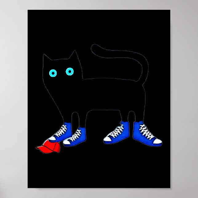 Póster Gato Harris con tela azul zapatillas de tela rojo (Frente)