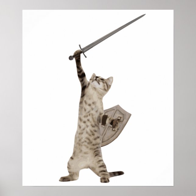 Póster Gato Heroico Guerrero Knight (Frente)