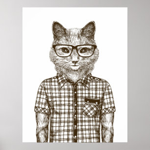 Póster Gato Hipster