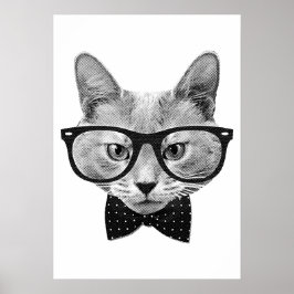 Póster Gato hipster vintage