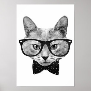 Póster Gato hipster vintage