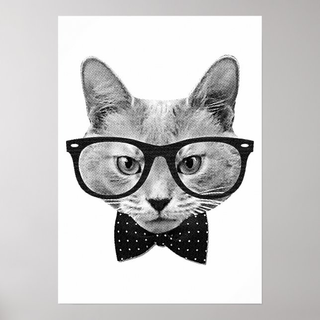 Póster Gato hipster vintage (Frente)