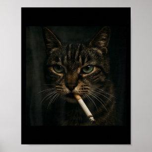 Póster Gato humeante gracioso, Cigarrillo Kitty Gen Z Mem