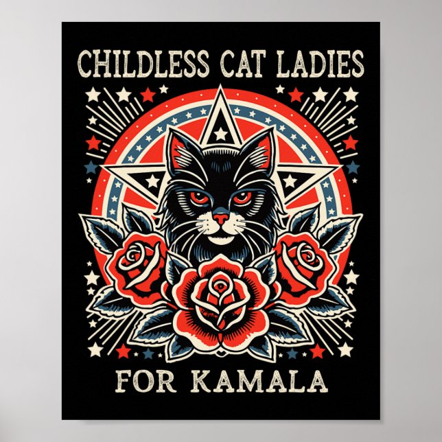 Póster Gato Infantil Damas De Kamala Harris (Frente)