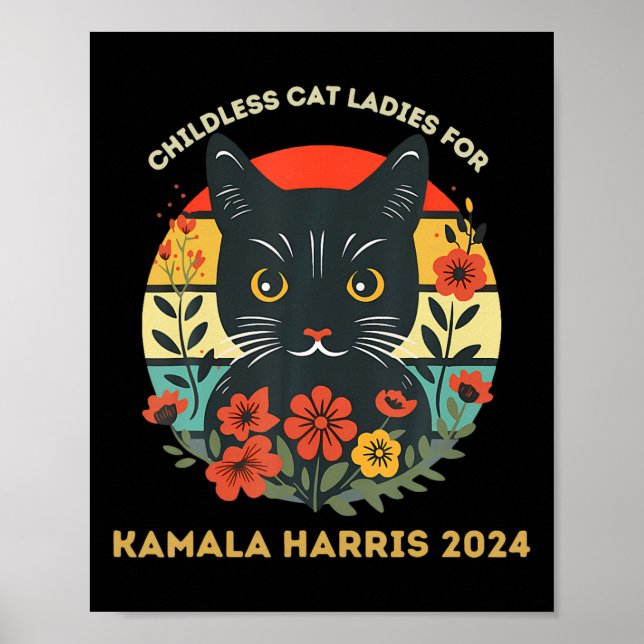 Póster Gato Infantil Damas Para Kamala Harris 2024 Electi (Frente)
