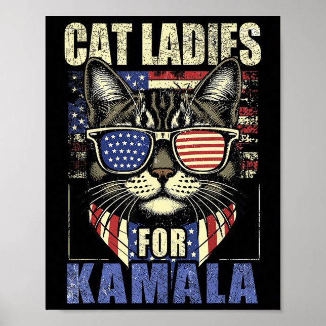 Póster Gato Infantil Damas Para Kamala Harris 2024 Electi (Frente)