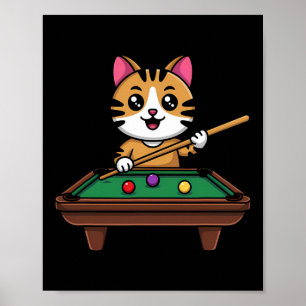 Póster Gato inteligente jugando billares Divertido M