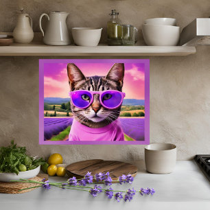 Póster Gato jazzy - campo de lavanda