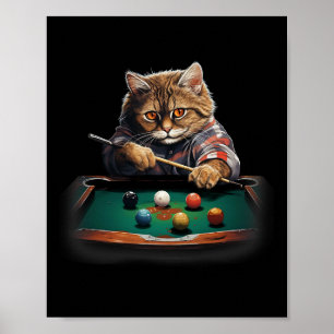 Póster Gato Jugando Billetes De Billar Gatos Graciosos Gu