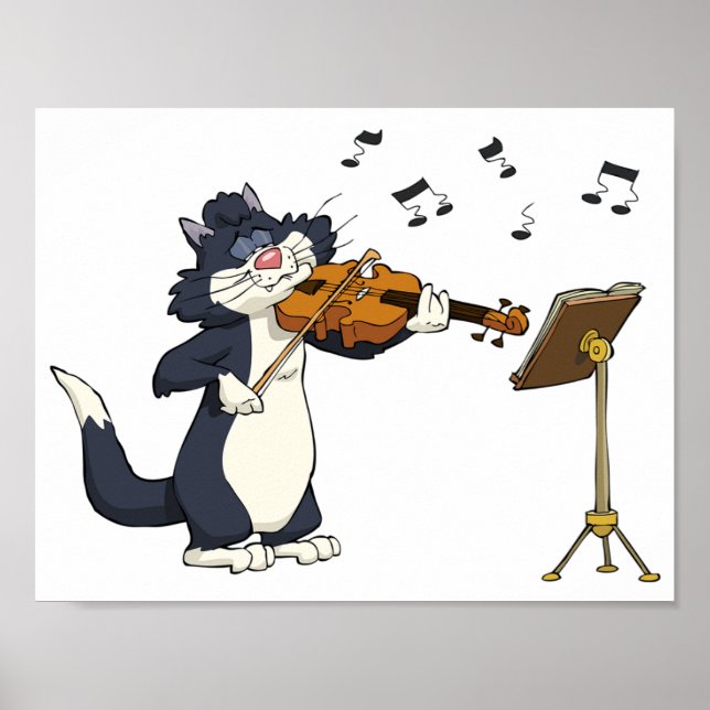 Póster Gato Jugando El Violín (Frente)