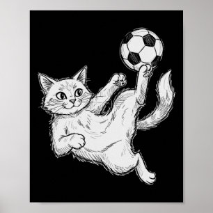 Póster Gato jugando fútbol, niños y niños fútbol Ll, fútb