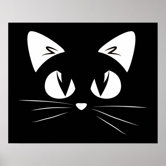 Póster Gato Kitten negro blanco gracioso (Frente)