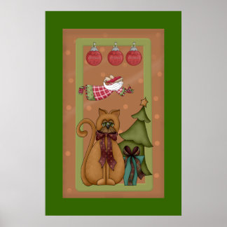 Póster Gato Kitty con imagen de árbol