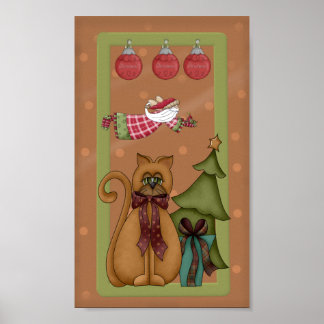 Póster Gato Kitty con imagen de árbol