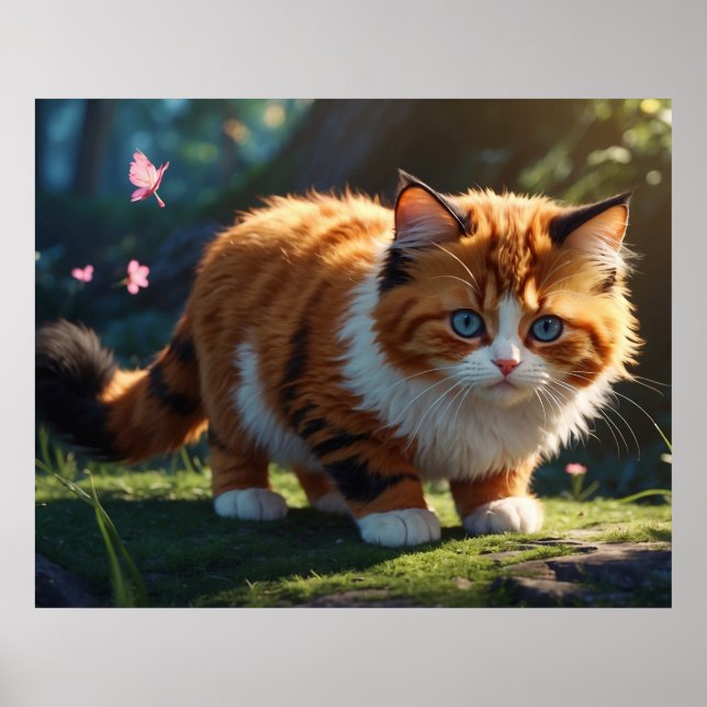 Póster *~* Gato Kitty Fluffy Furry 5:4 Gatito felino (Frente)
