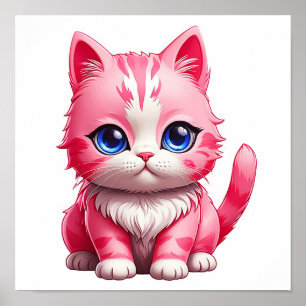 Póster Gato Kitty Rosa
