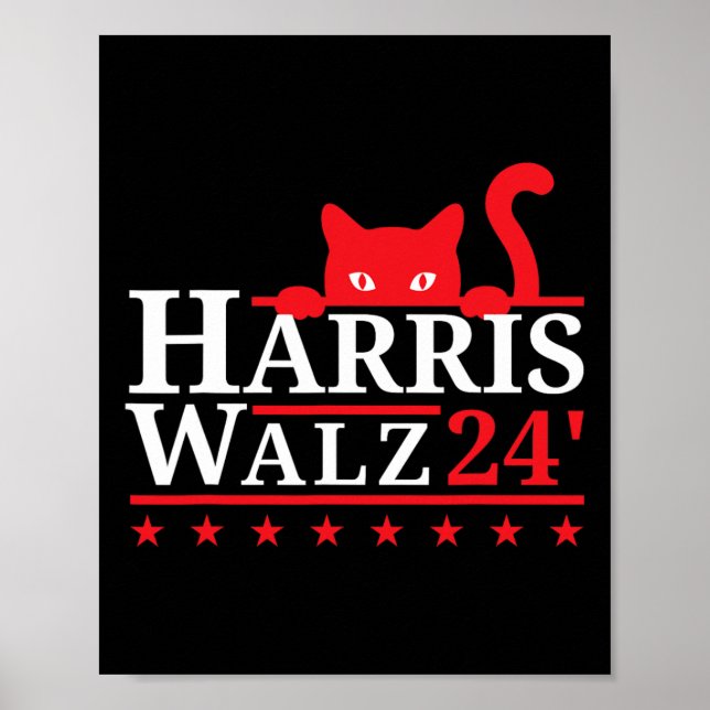 Póster Gato Lady For Kamala Harris Tim Walz Vp 2024 (Frente)