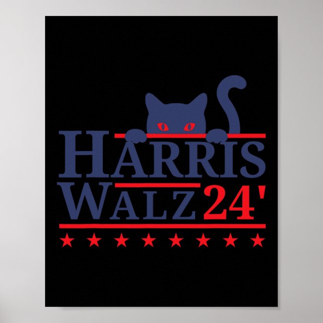 Póster Gato Lady For Kamala Harris Tim WAlzheimer 2024 (Frente)