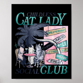 Póster Gato Lady Votando Por Kamala Harris 2024 Primera M