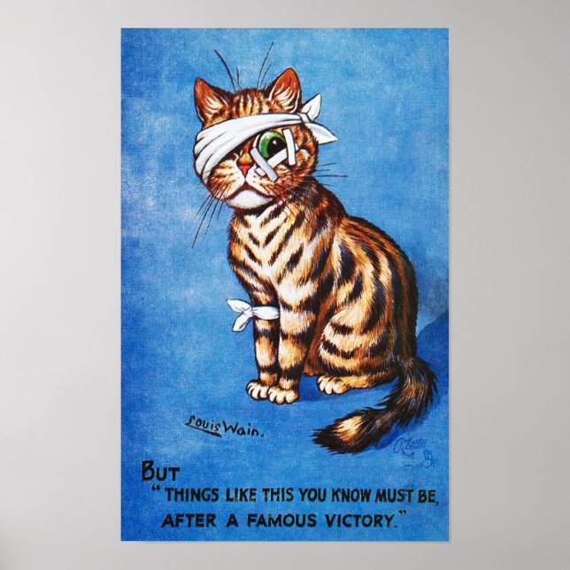 Póster Gato Lesión Honorable, Louis Wain (Frente)