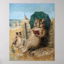 Gato leyendo un libro de Louis Wain