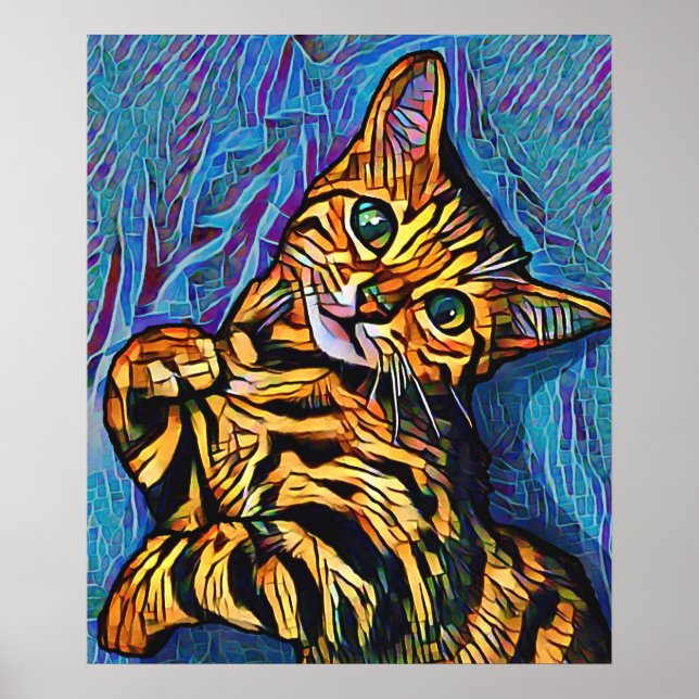 Póster Gato lindo 684 Gatito Multicolor (Frente)