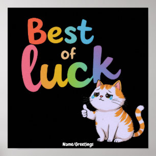 Póster Gato Lindo Buena Suerte: Difunde Diversión y Biene