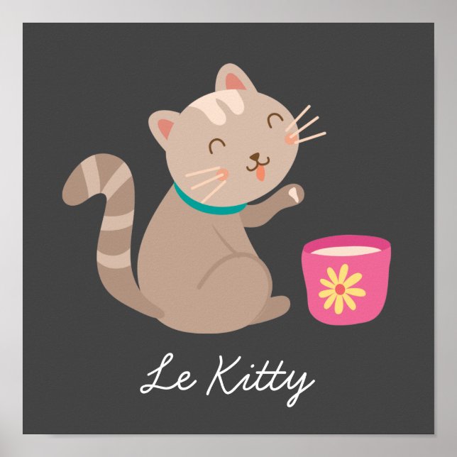 Póster Gato lindo con el personalizado de té Le Kitty (Frente)