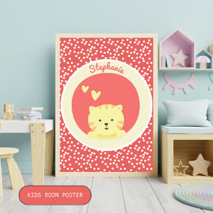 Póster Gato lindo con polkadots niños divertidos dormitor