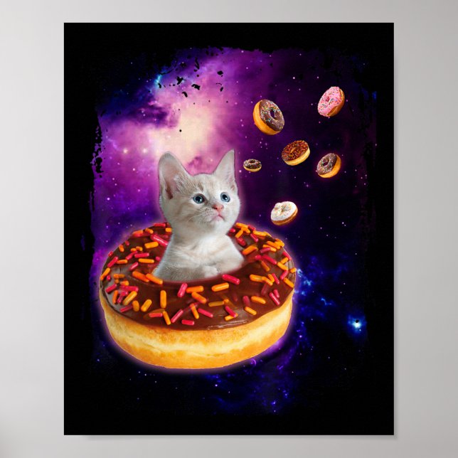 Póster Gato lindo dentro de Donut en el espacio Chica de  (Frente)