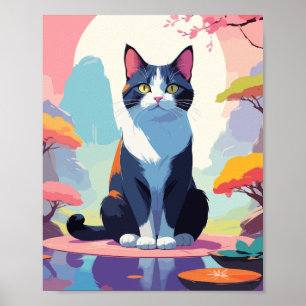 Póster Gato lindo en estanque