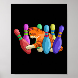 Póster Gato lindo golpeando por boliche a pelotas de Kitt