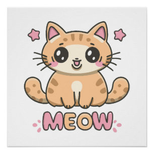 Póster gato lindo maúlla