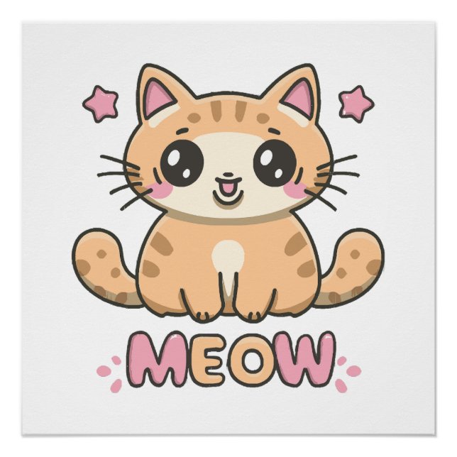 Póster gato lindo maúlla (Anverso)