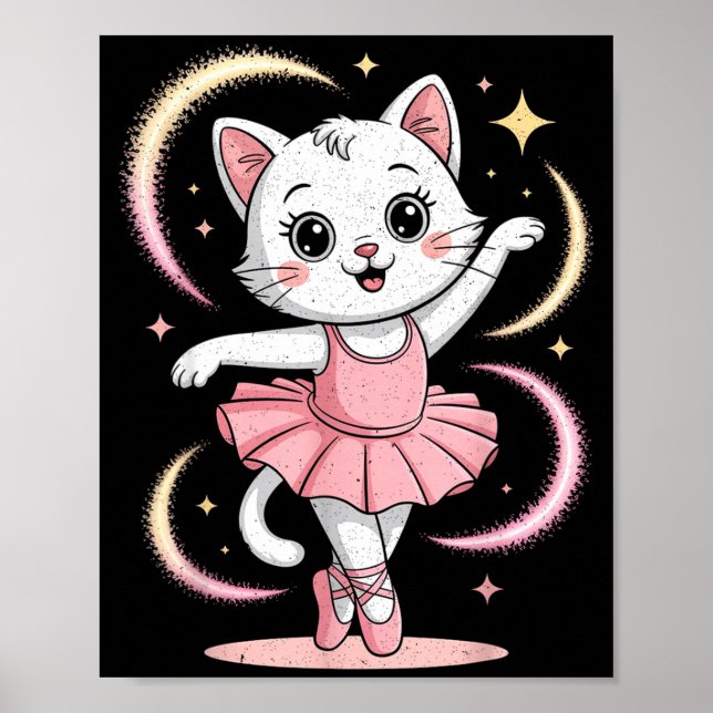 Póster Gato Lindo Tutú Ballet Danza Ballet (Frente)