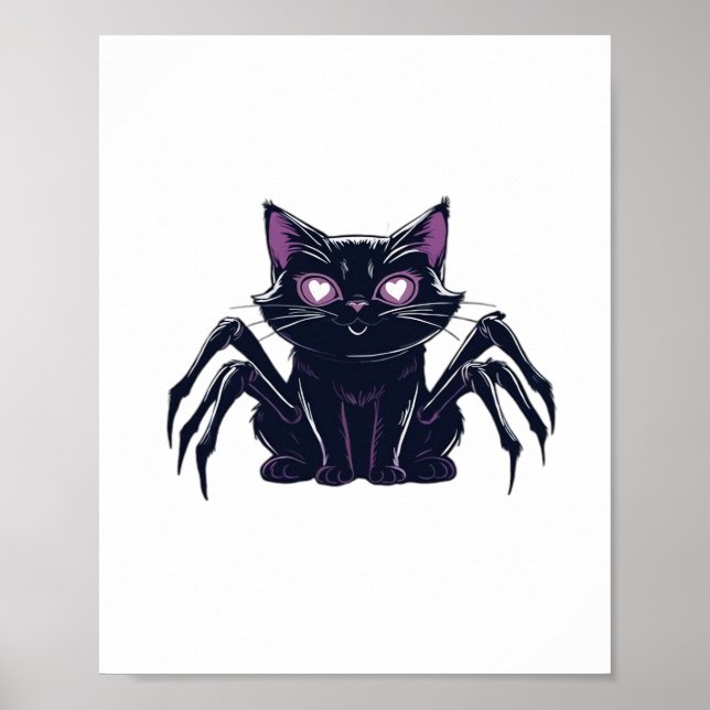 Póster Gato lindo y espeluznante - Piernas de araña y ojo (Frente)